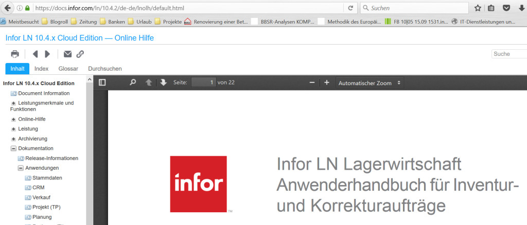 Anwenderhilfe Infor LN Online